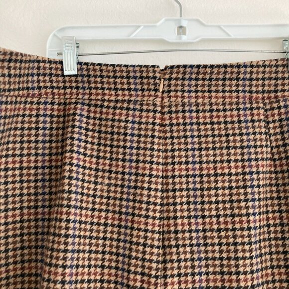 J Crew Factory Wool Blend Houndstooth Mini Skirt Brown Preppy Academia Size 18 - Picture 6 of 9